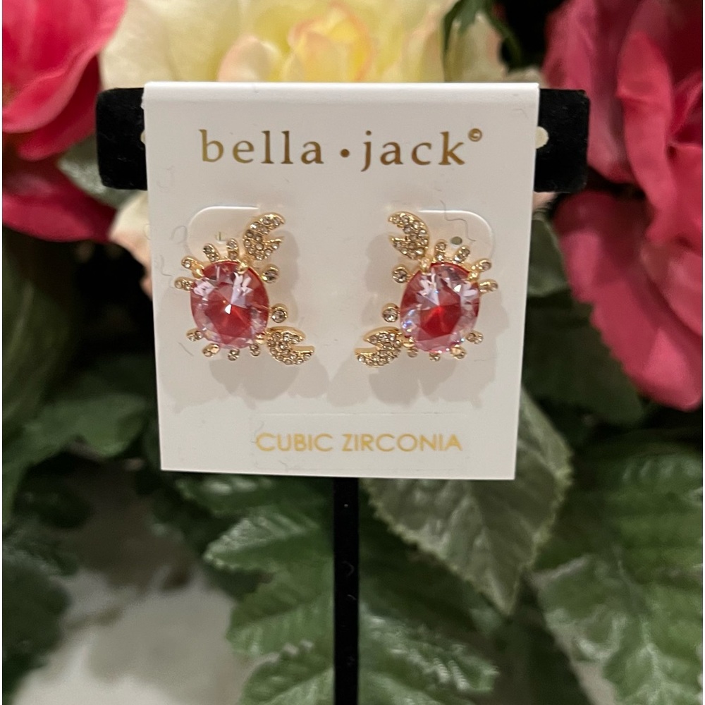 Bella Jack Crab Earrings. Cubic Zirconia